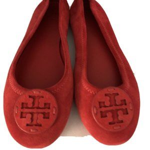 Tory Burch Red Suede Ballet Flats